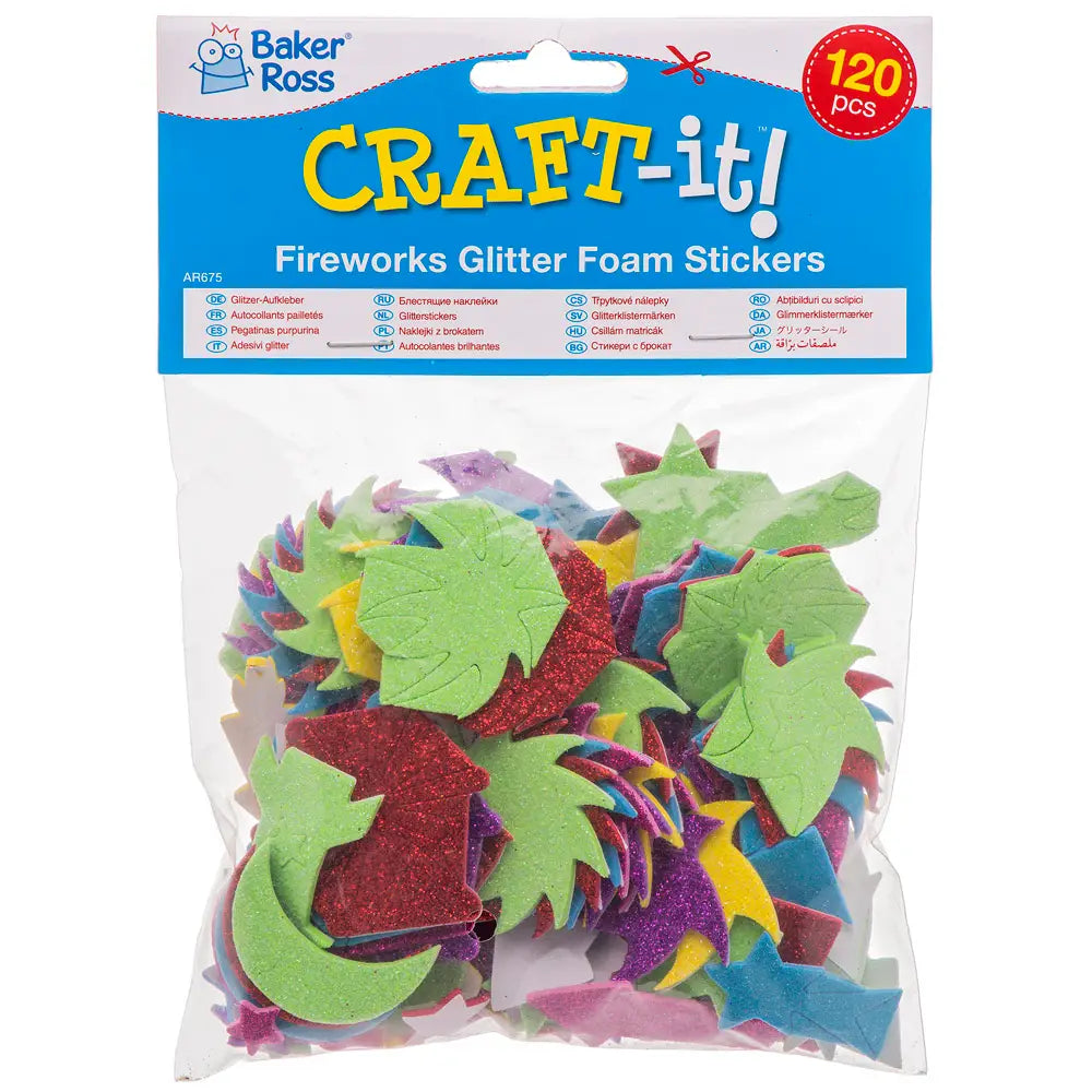  Fireworks Glitter Foam Stickers (Pack of 120)