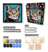 Splat Planet Wood Art Kit - Grey Cat