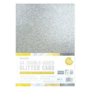 Dovecraft Glitter Car A4 Double Sided - Silver (12 Sheets)