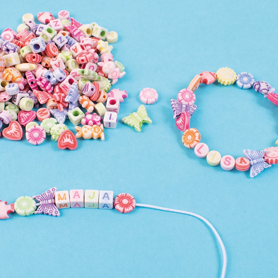 Playbox Beads & String Set - Letter Mix Pastel (350 Pieces)