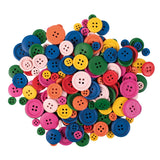 Wooden Buttons - Various Colours & Sizes (200 Pieces)