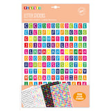 Colorful letter stickers with Playbox branding on a white background