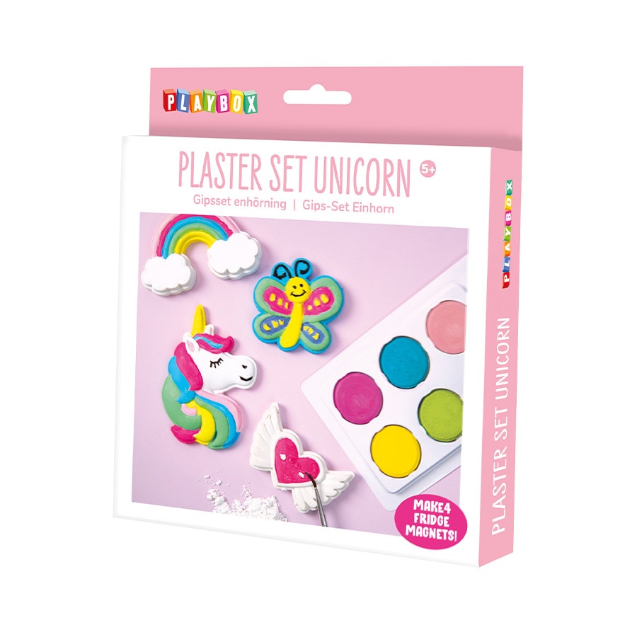 Playbox plaster set unicorn packaging on a white background