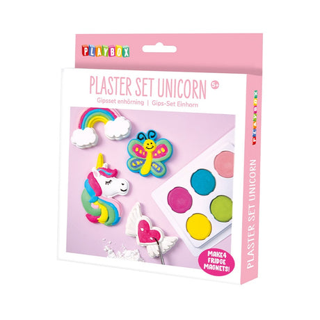 Playbox plaster set unicorn packaging on a white background