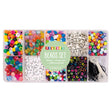 Playbox beads set with colorful beads and tools in a clear organizer on a white background