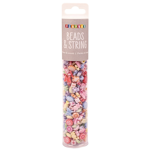Beads & String Set - Letter Mix Pastel (350 Pieces)