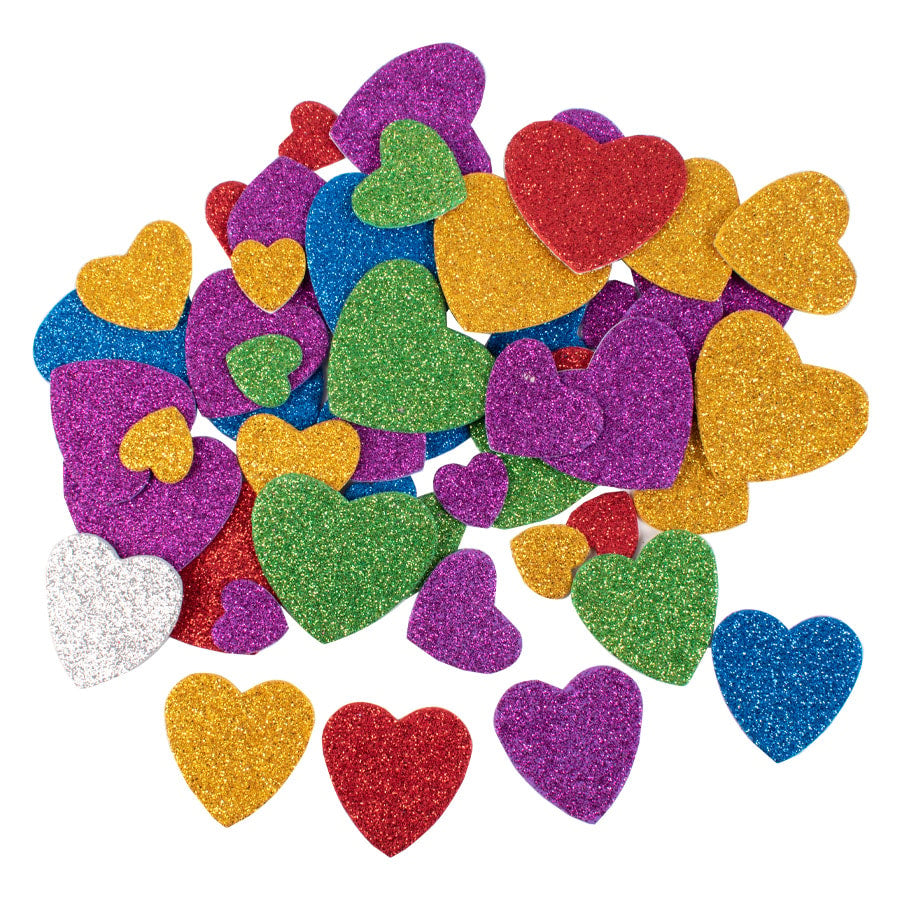Playbox Foam Self-adhesive Hearts Glitter (60 Pieces)
