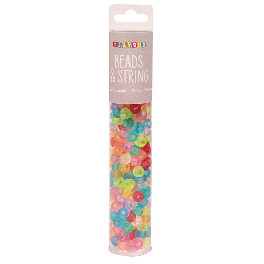 Playbox Pony Beads & String - Frosted (250 Pieces)