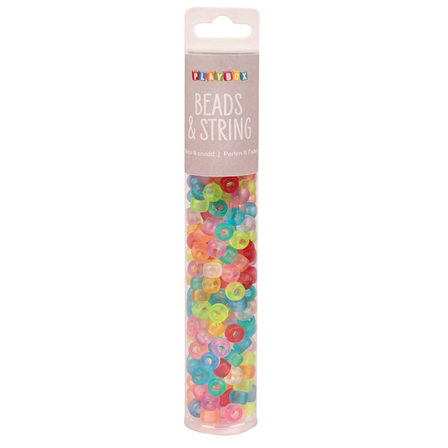 Playbox Pony Beads & String - Frosted (250 Pieces)
