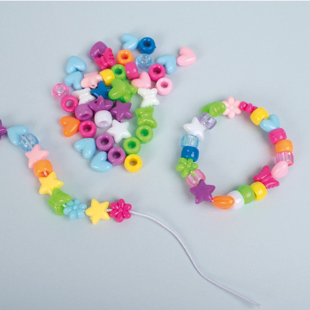 Playbox Beads & String - Colourful Mix  (200 Pieces)