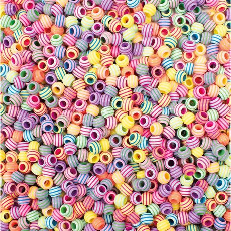 Playbox Beads & Strings - Striped Pastel (180 Pieces)