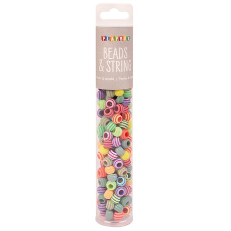 Playbox Beads & Strings - Striped Pastel (180 Pieces)