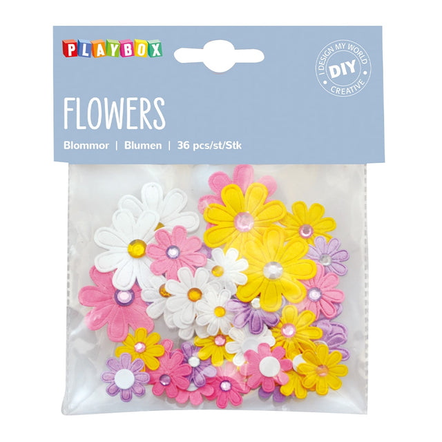 Playbox Self Adhesive Flowers (36 Pieces)