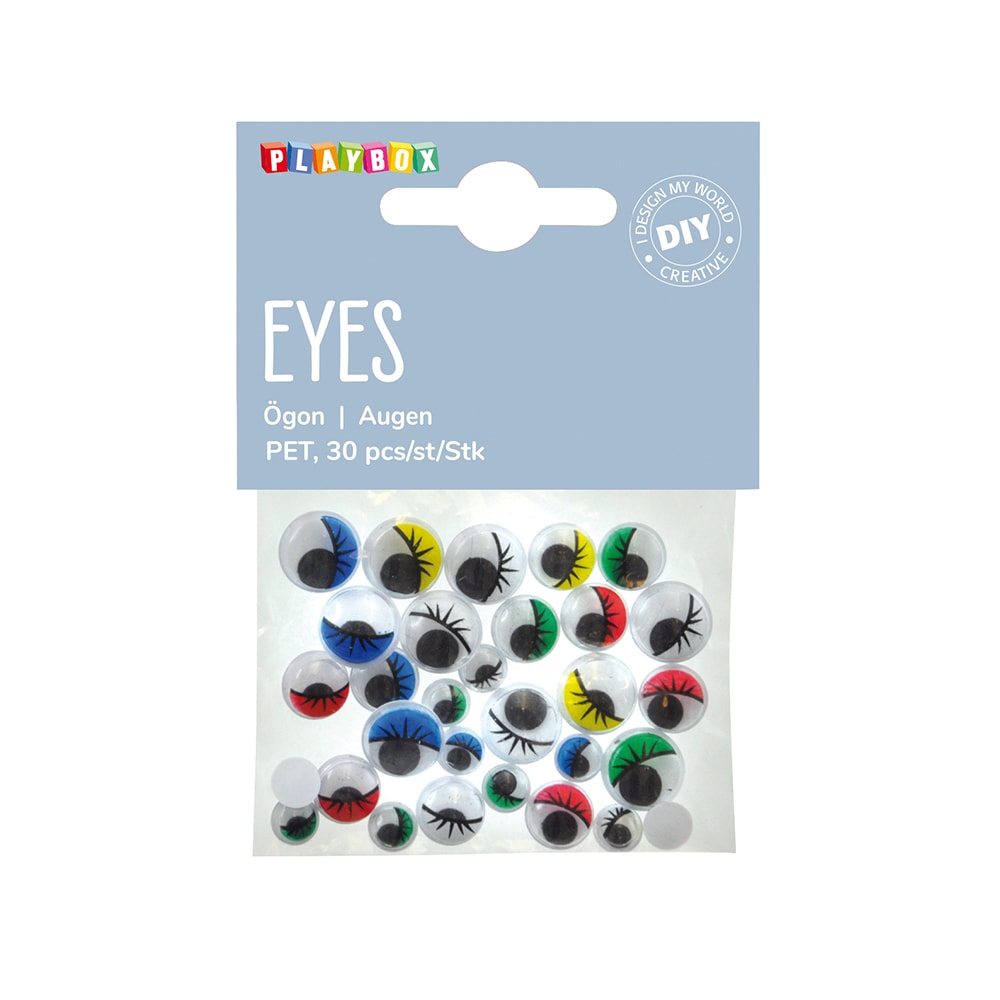 Playbox Wiggly Eyes with Lashes - Colourful (30 Pieces)