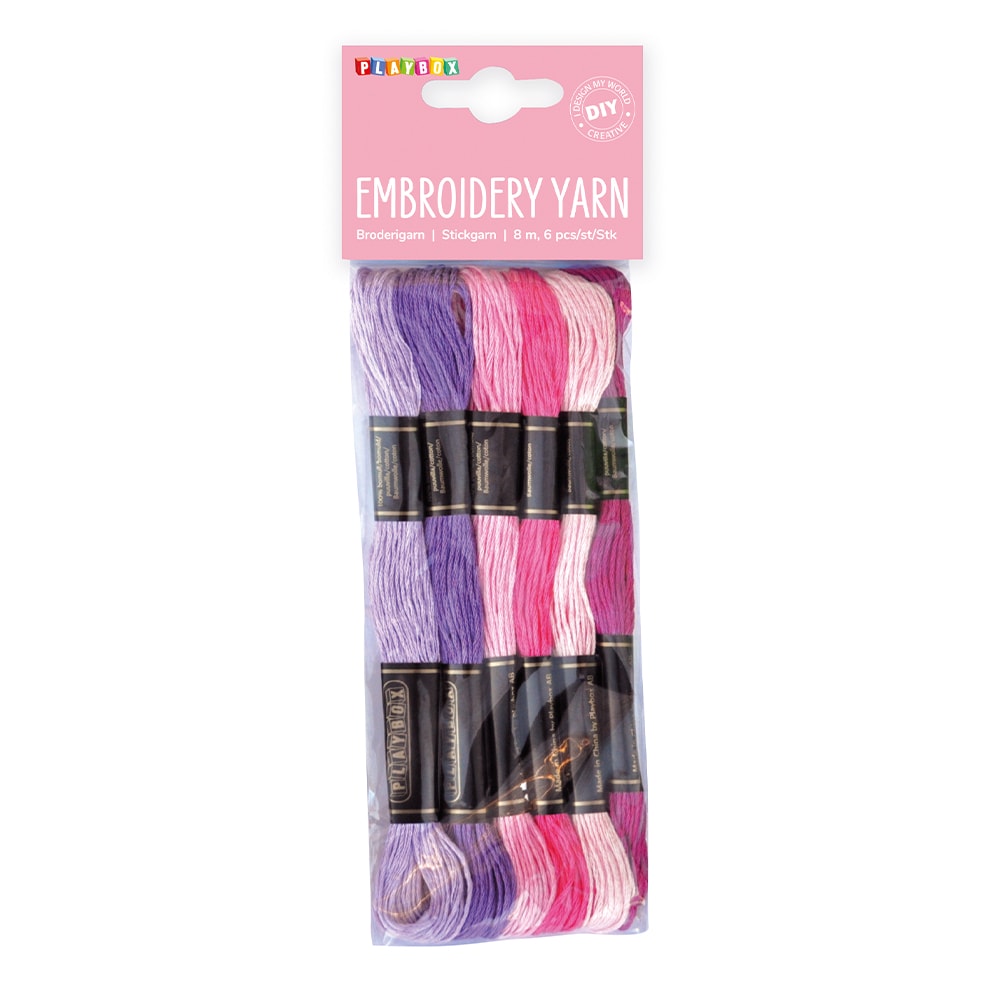 Playbox Embroidery Yarn - Pink & Lilac Shades (6 Pack)