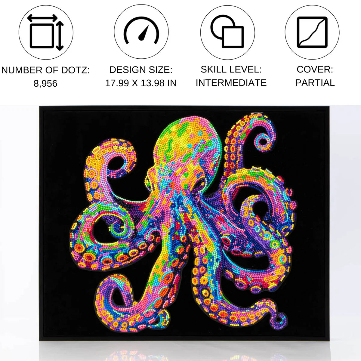 Diamond Dotz Flock Canvas 35x46cm Kit - Neon Octopus