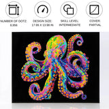 Diamond Dotz Flock Canvas 35x46cm Kit - Neon Octopus