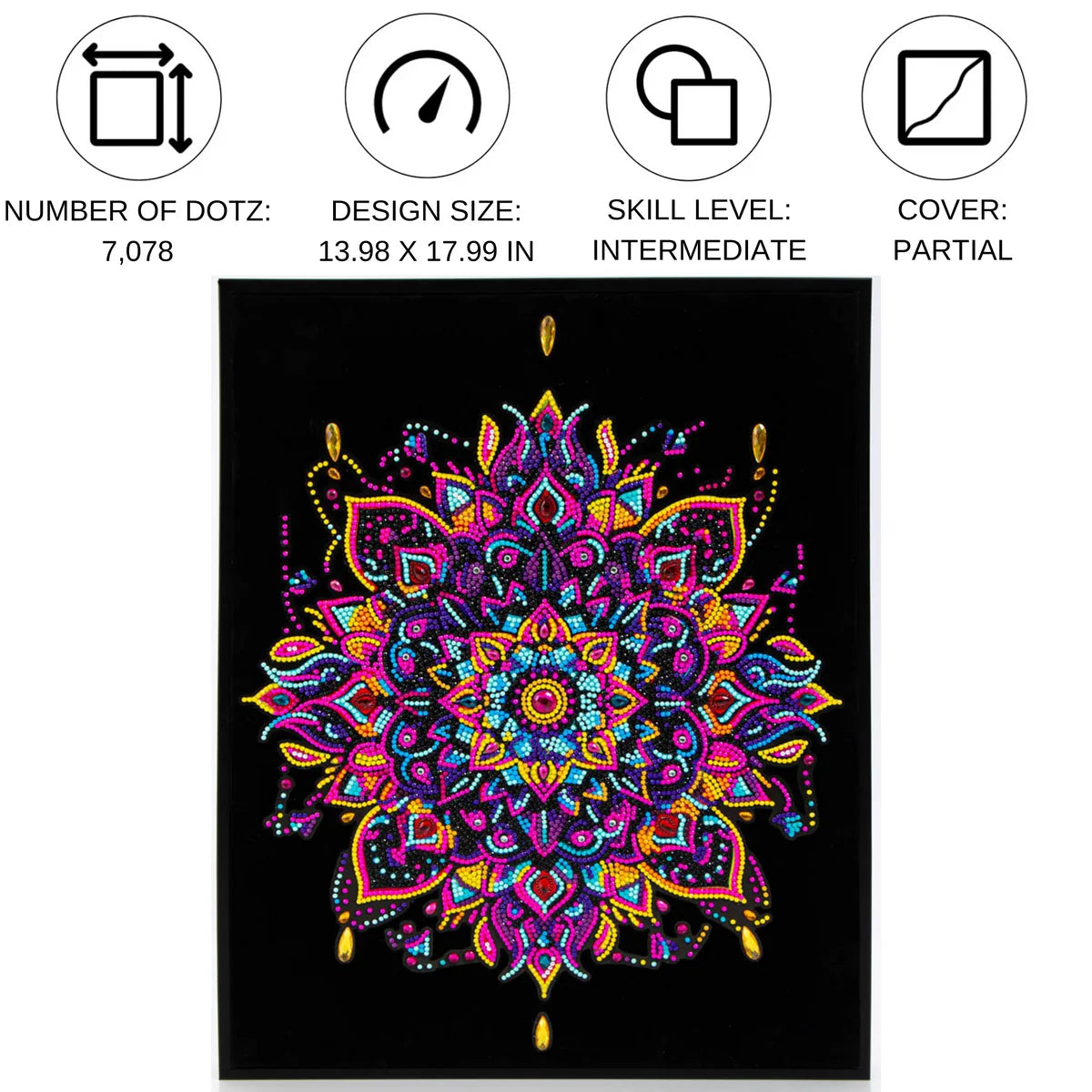 Diamond Dotz Flock Canvas 35x46cm Kit - Neon Mandala