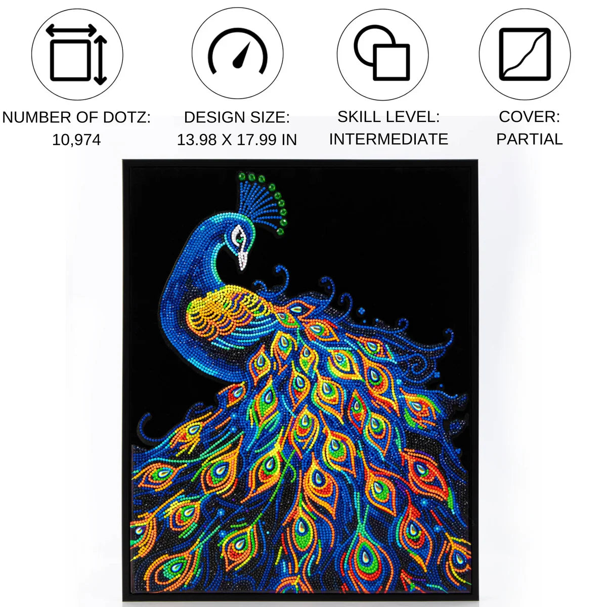 Diamond Dotz Flock Canvas 35x46cm Kit - Neon Peacock