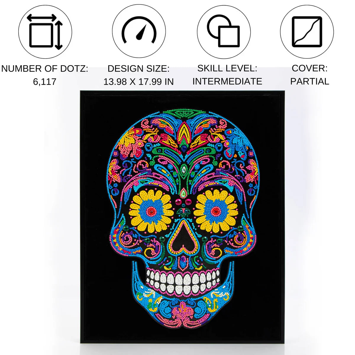Diamond Dotz Flock Canvas 35x46cm - Neon Sugar Skull