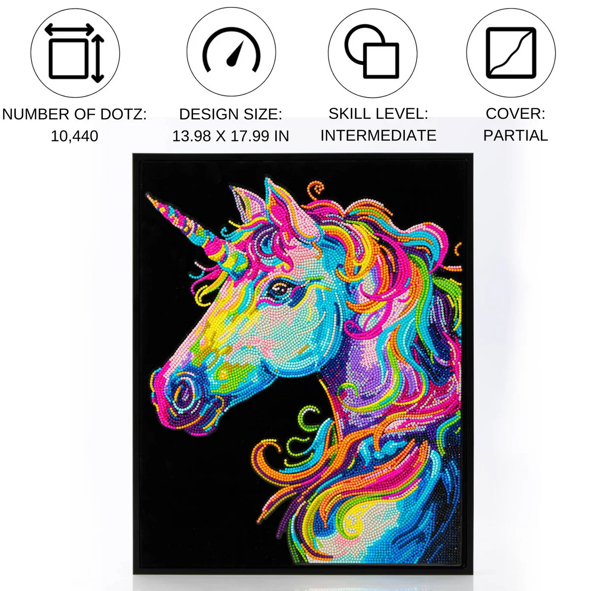 Diamond Dotz Flock Canvas 35x46cm Kit - Neon Unicorn