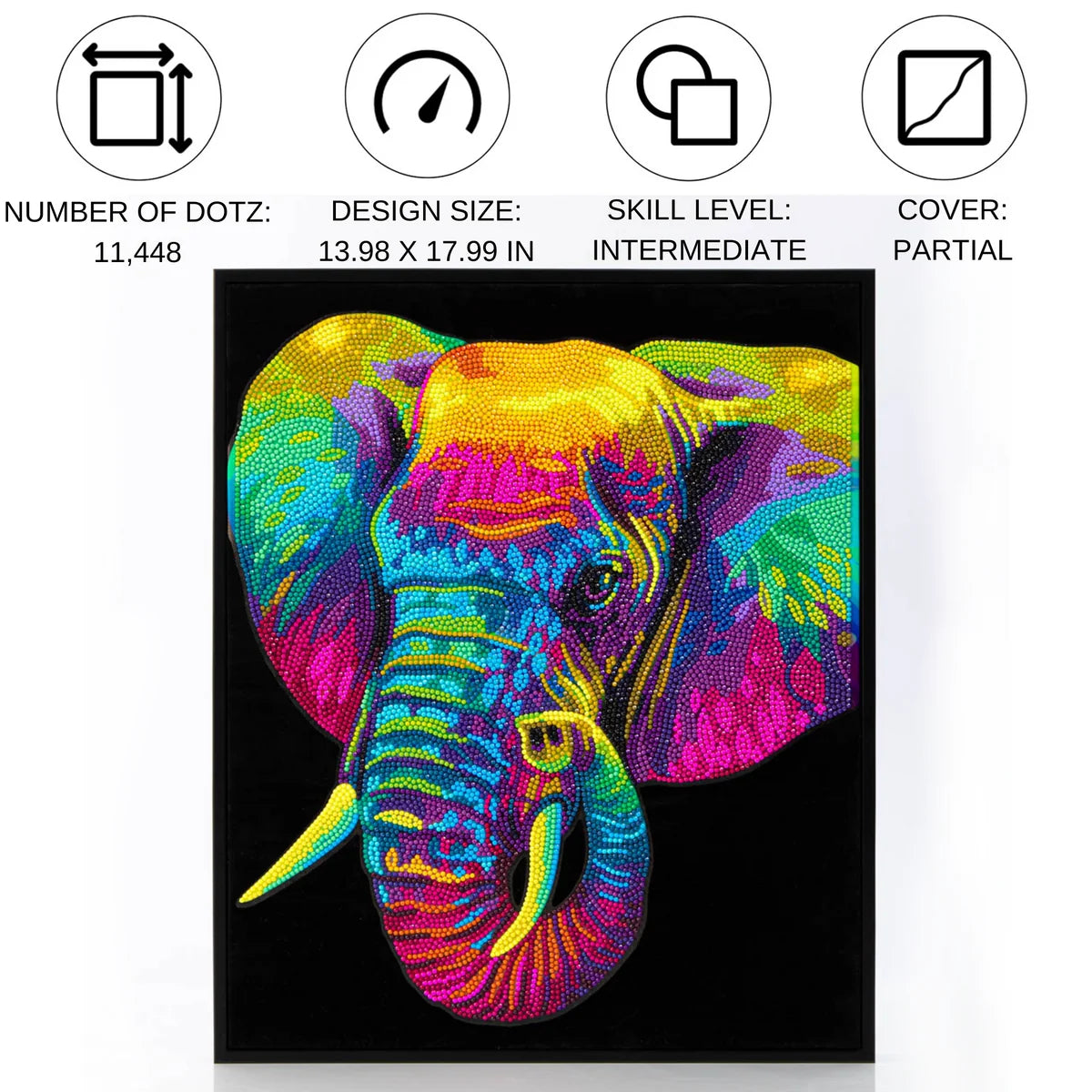 Diamond Dotz Flock Canvas 35x46cm Kit - Neon Elephant
