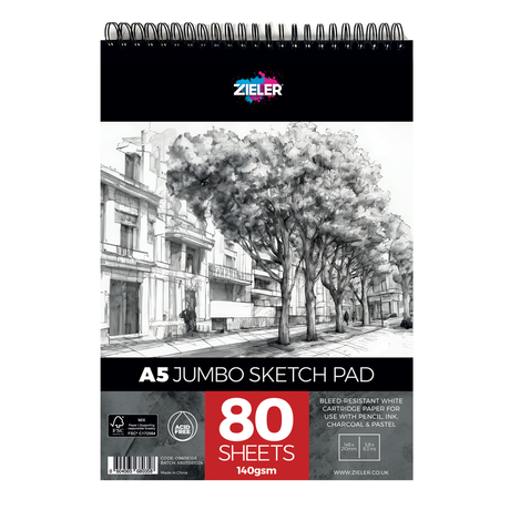 Zieler Jumbo Sketch Spiral Pad A5 (80 Sheets)