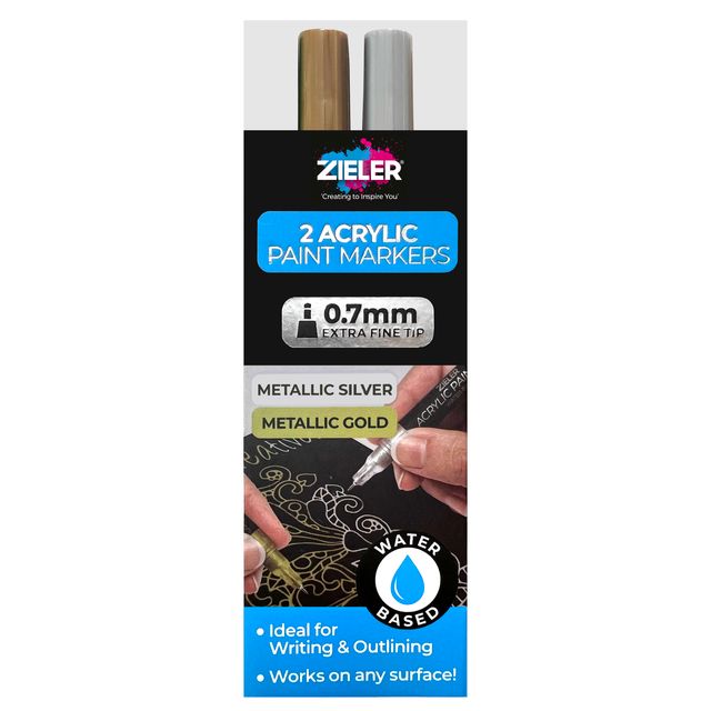 Zieler Extra Fine Acrylic Paint Pens - Gold and Silver (2 Pack)