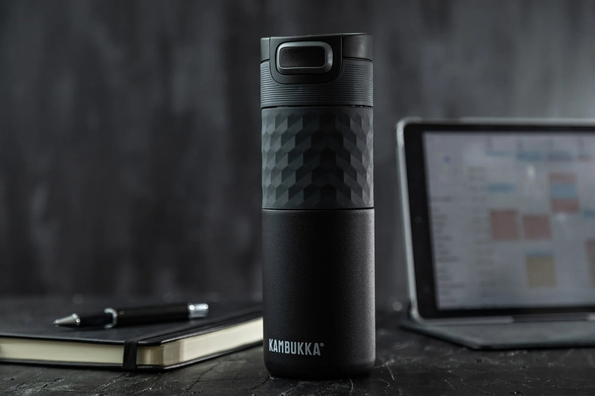 Kambukka Etna Grip 500ml Coffee and Tea Travel Mug - Black Steel