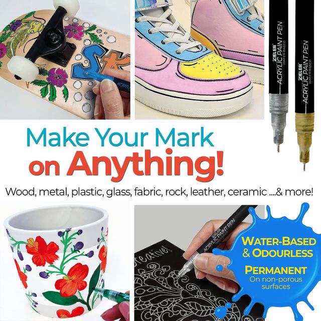 Zieler Extra Fine Acrylic Paint Pens - Gold and Silver (2 Pack)