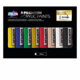 Zieler Premium Acrylic Paints Set – 8 Colours (75ml)
