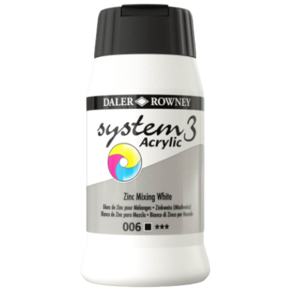 SYSTEM3 500ml Acrylic Paint - Zinc Mixing White