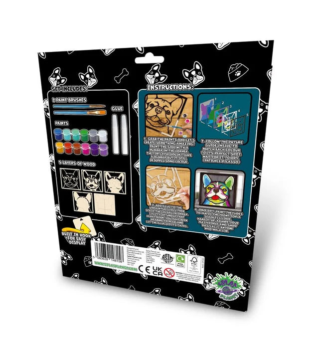 Splat Planet Wood Art Kit - French Bulldog