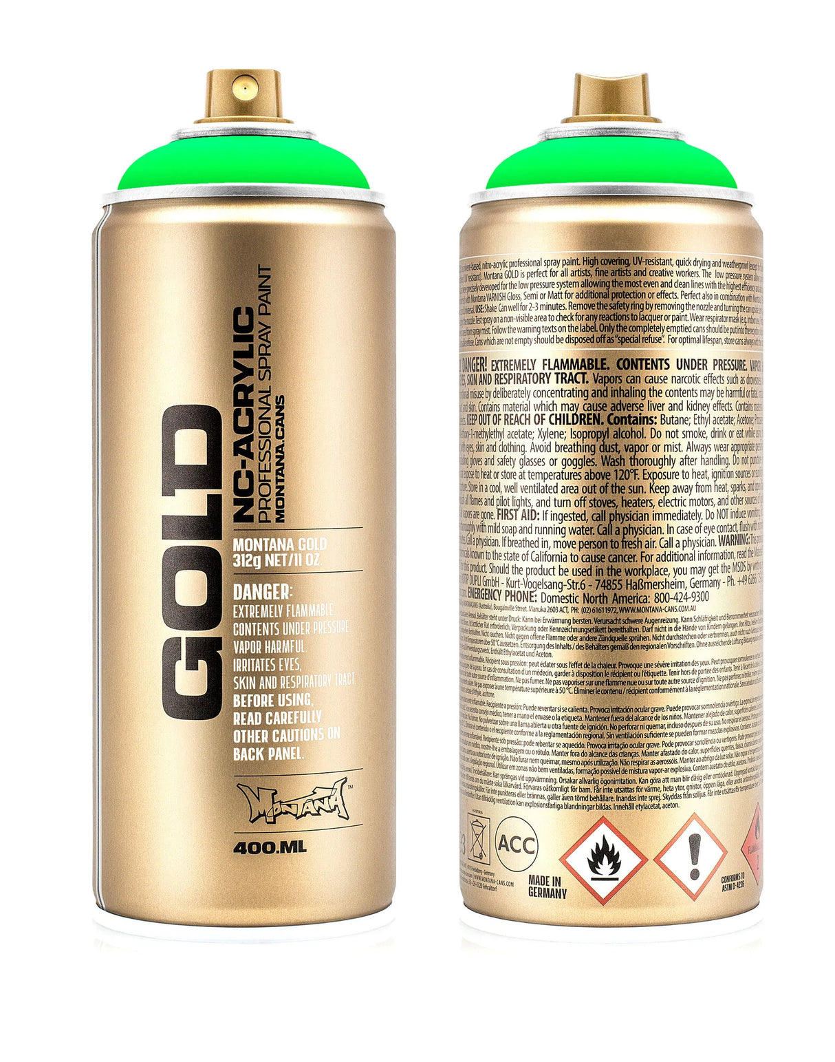 Montana GOLD Fluorescent Spray Paint - Acid Green (F6000)