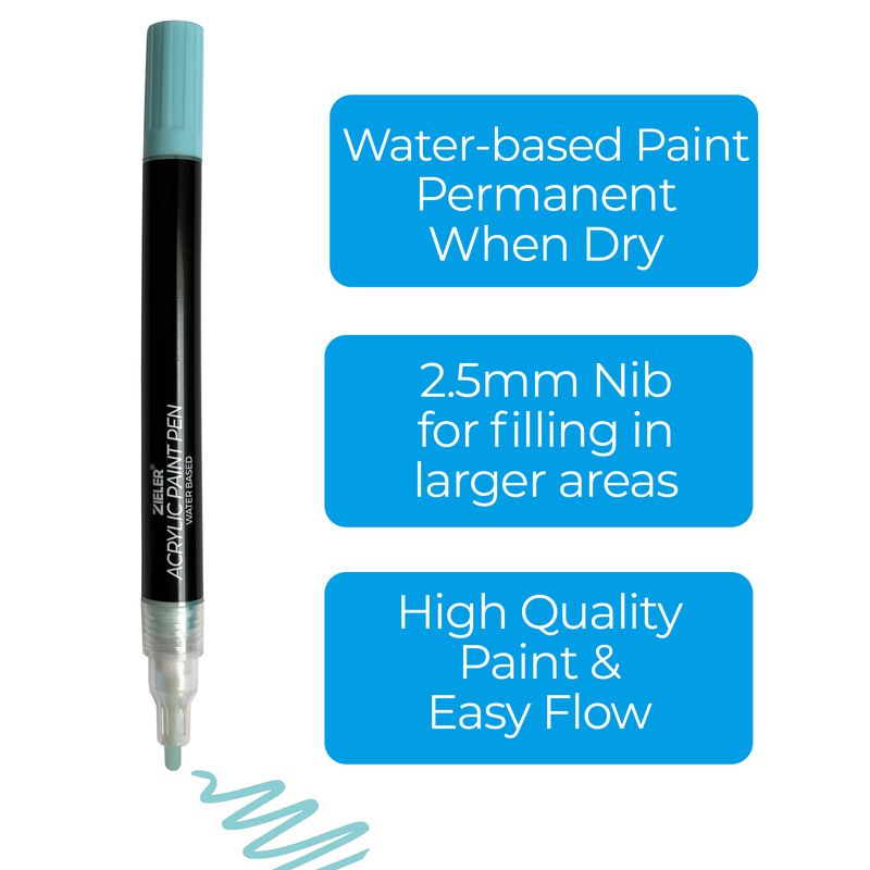 Zieler Acrylic Paint Markers Medium Tip -  Pastel (8 Pack)