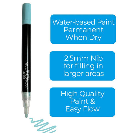 Zieler Acrylic Paint Markers Medium Tip -  Pastel (8 Pack)