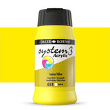 Daler Rowney System3 Lemon Yellow 500ml Acrylic Paint Tube 