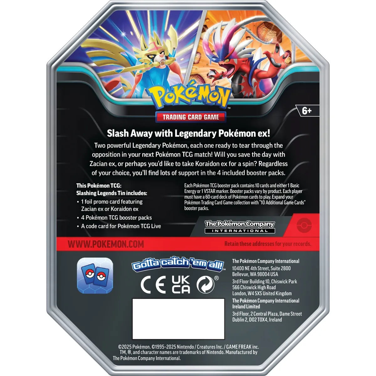 Pokémon Trading Card Game: Slashing Legends Ex Tin