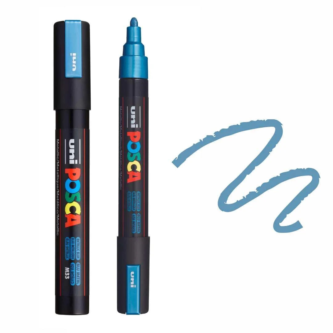 uni Posca PC-5M Medium Bullet Tip Paint Marker Metallic Blue