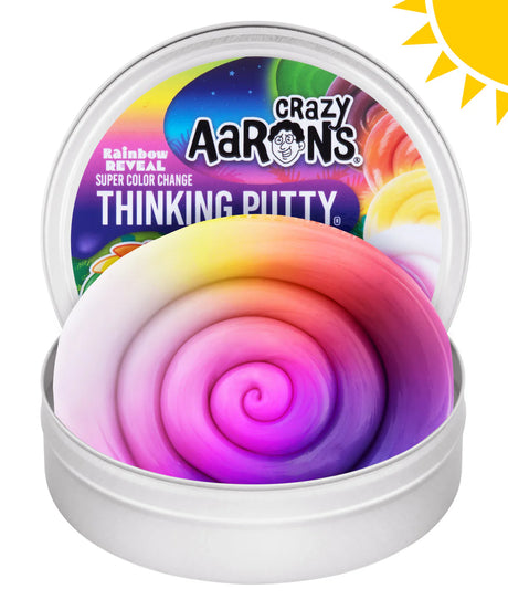 Crazy Aaron's Thinking Putty with colorful swirl in a white container