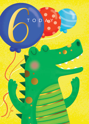 Happy Birthday Card & Envelope Boy Age 6 - Crocodile