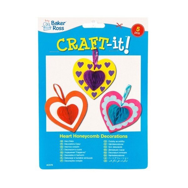 Heart Honeycomb Decorations Kit (Pack of 5)