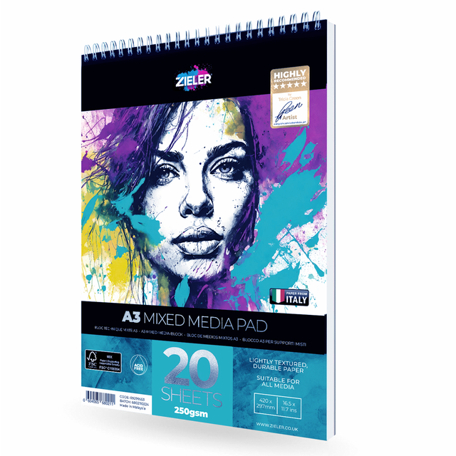 Zieler A3 Spiral Mixed Media Pad (20 Sheets)