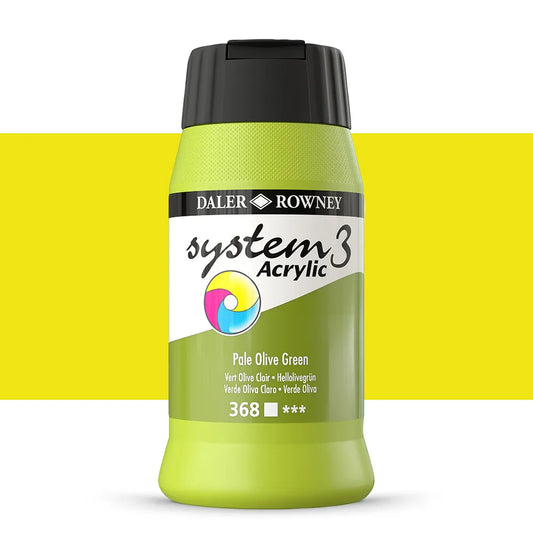 Daler Rowney System3 Pale Olive Green 500ml Acrylic Paint Tube
