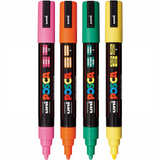 Posca PC-5M Medium Bullet Tip Paint Marker - Pack 4 Colour Block