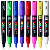 Posca PC-1M Extra Fine Tip Paint Marker - 8 Standard Colours