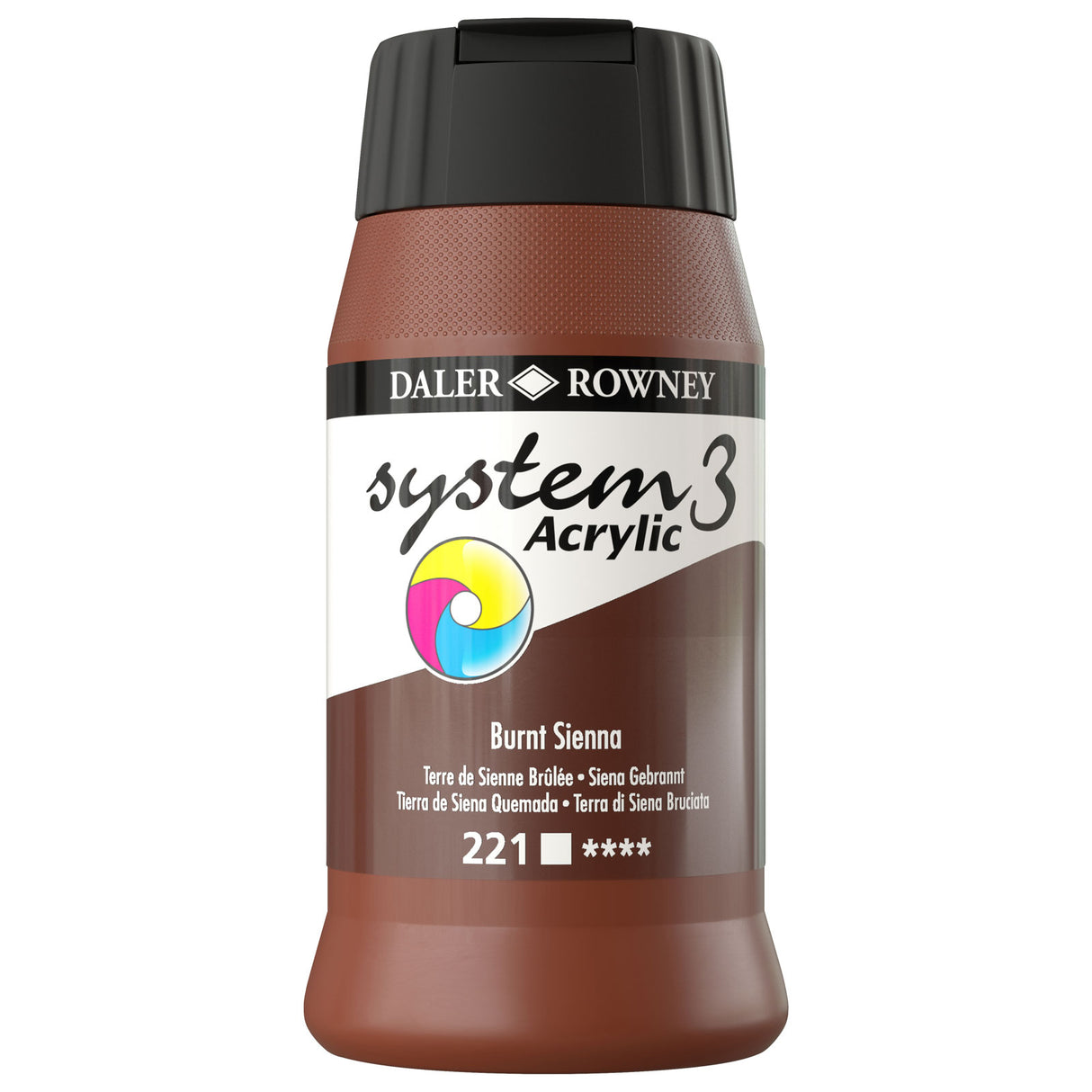 Daler Rowney System3 Burnt Sienna 500ml Acrylic Paint Tube 