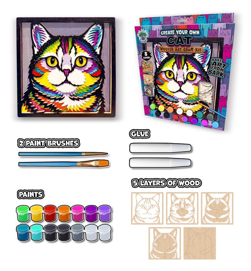 Splat Planet Wood Art Kit - Cat