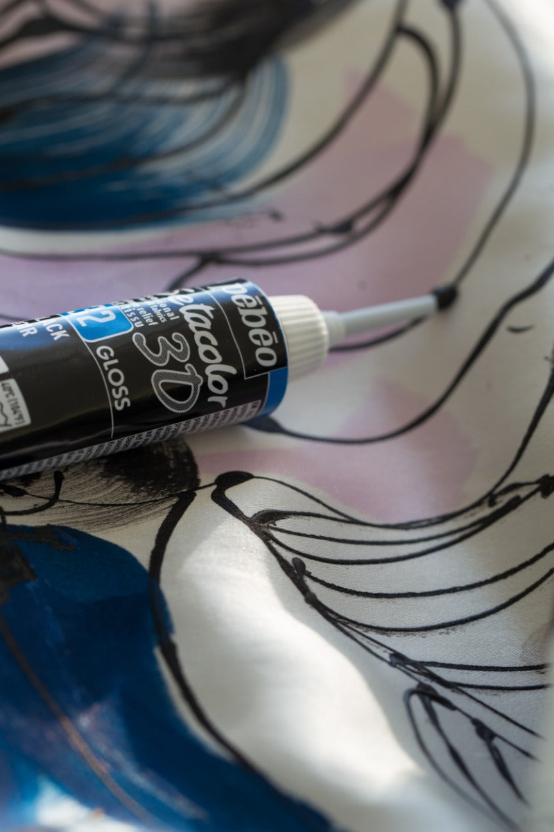 Setacolor Cerne Relief Fabric Paint 3D Gloss 20ml - Black