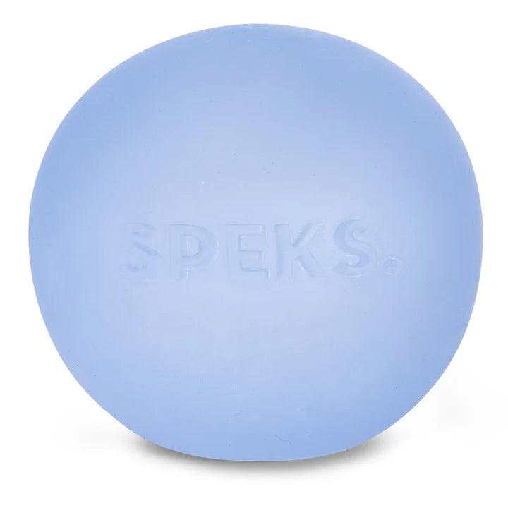 Blue massage ball with 'Speks' branding on a white background